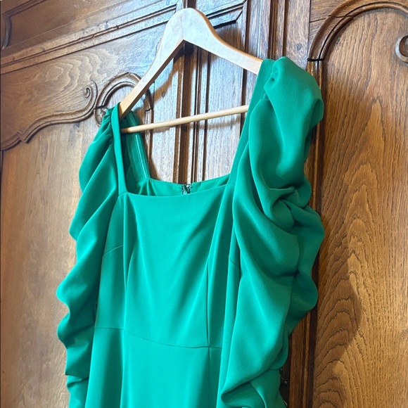 Antonio Melani Elena Crepe Square Neck Long Ruched Sleeve Midi Dress NWT - Picture 10 of 16